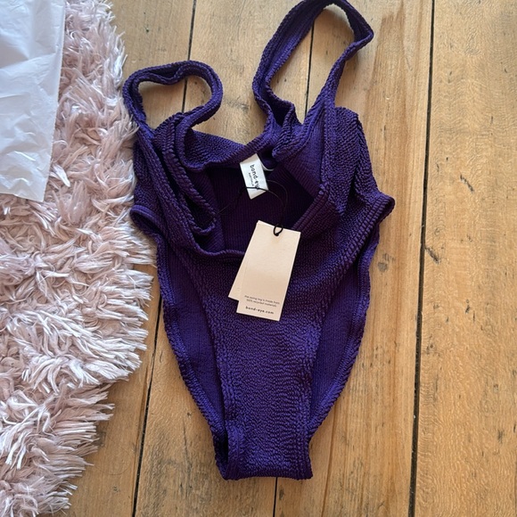 Bound By Bond Eye Swimwear Madison One Piece Purple Dahlia Shimmer NEW Crinkle - Picture 5 of 6
